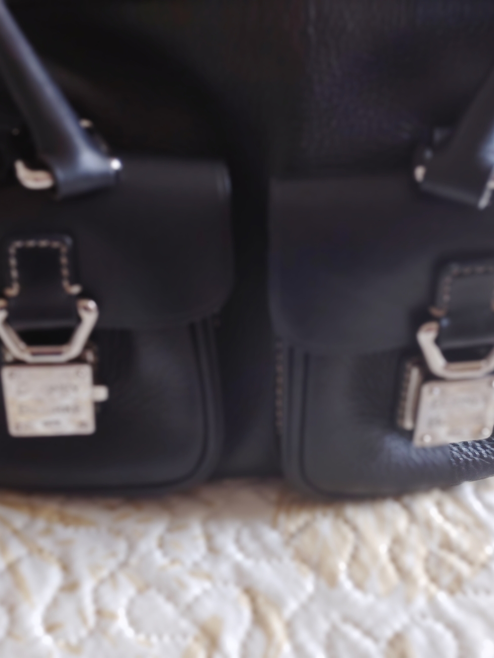 Dooney & Bourke Black Leather Double Pocket Satchel